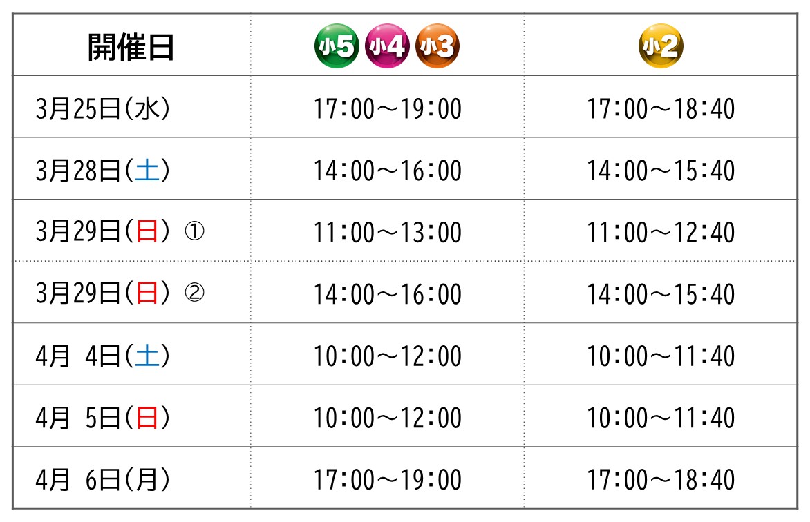 入会テスト日時